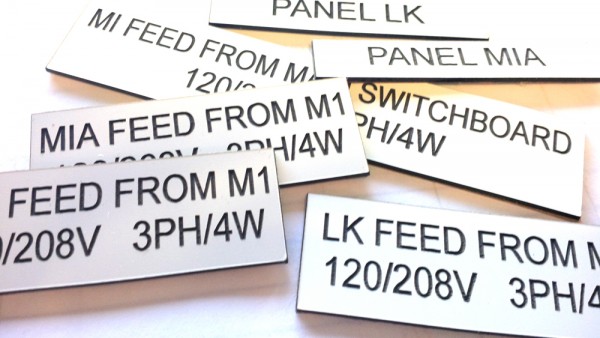 Electrical Panel Tags Engraved Plastic Plates Tags